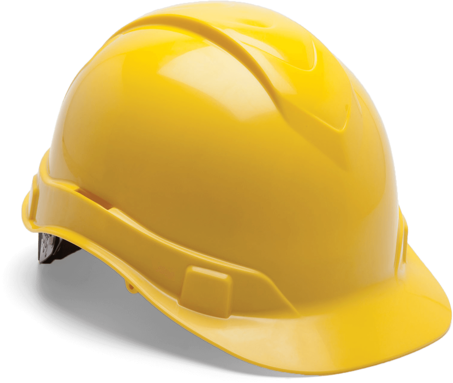 Yellow construction hard hat on black background.